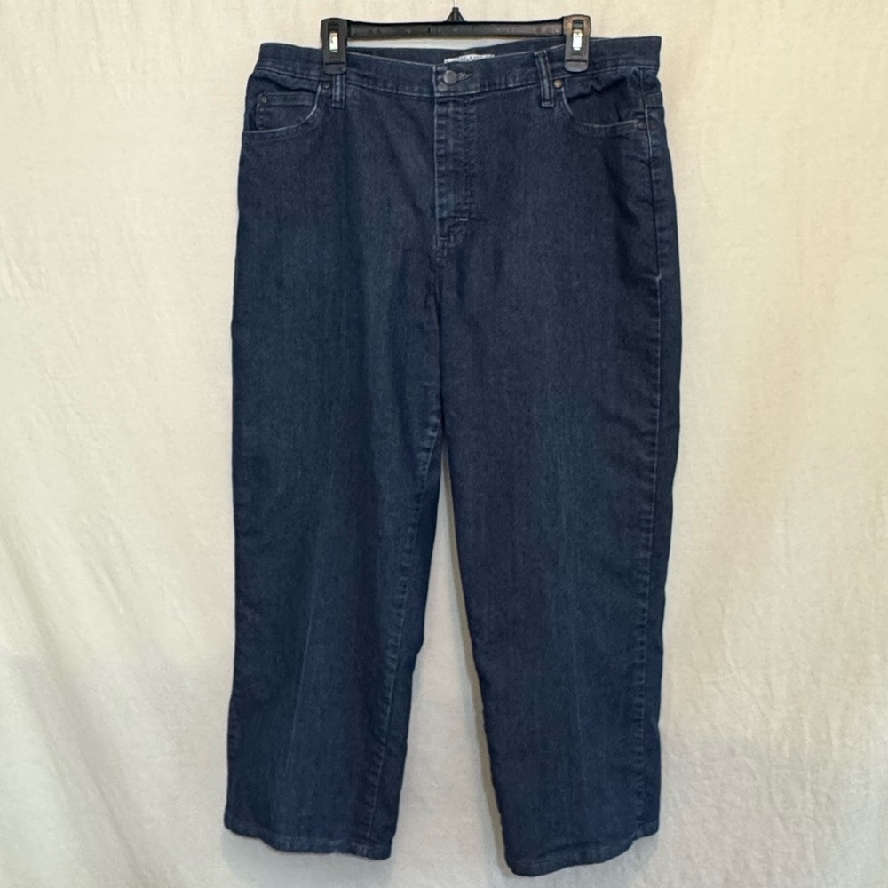 B-118 Lee PLUS SIZE 16 Long Relaxed Fit Dark Wash Denim Blue Jeans‎